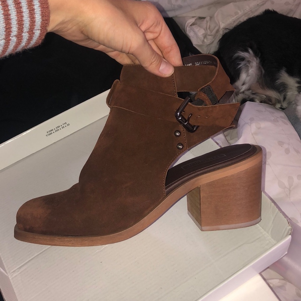 Brown Suede Top Shop Buckle Ankle Boots